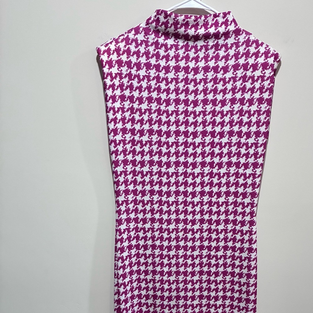 Pink and White Houndstooth Dress